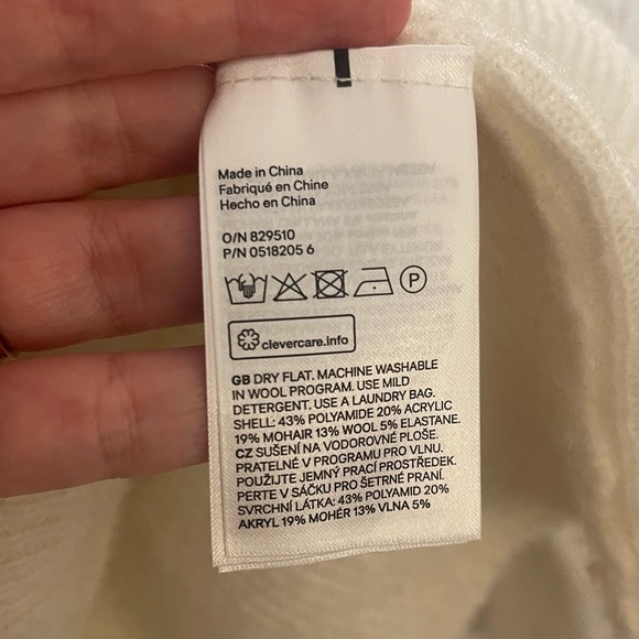 H&M brand mohair blend delicate knit sweater off white medium office casual - Picture 6 of 10